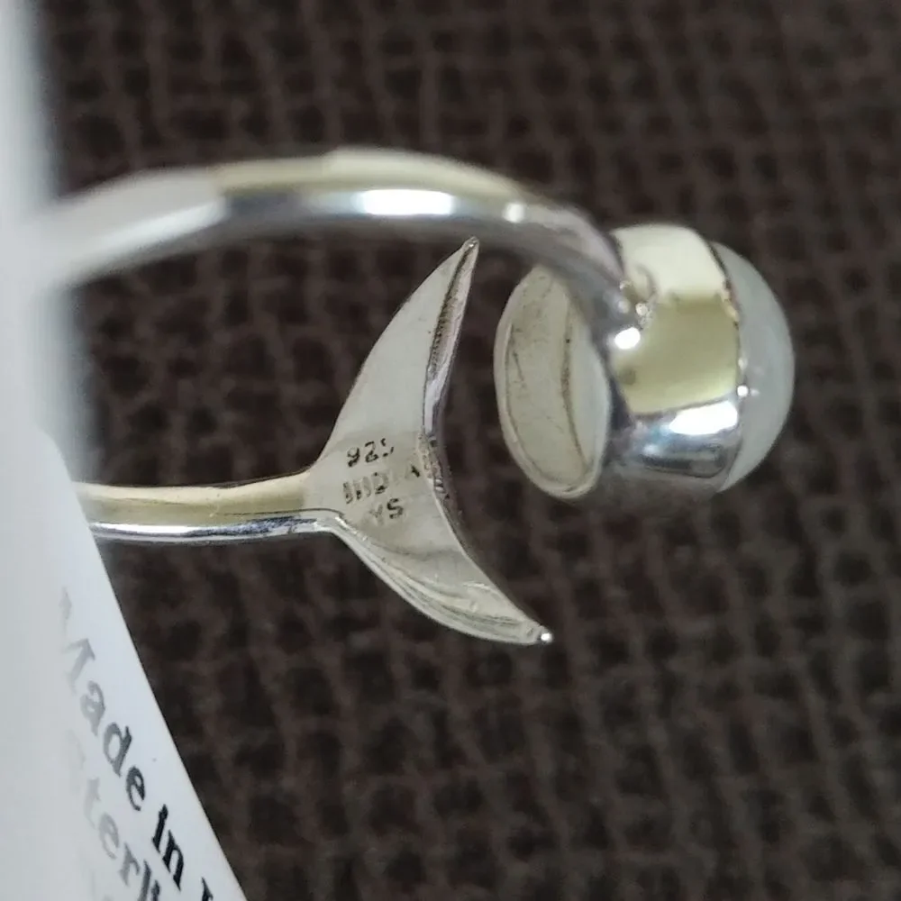Shivam Moonstone and Silver Crescent Moon🌙 Ring - Picture 4 of 16